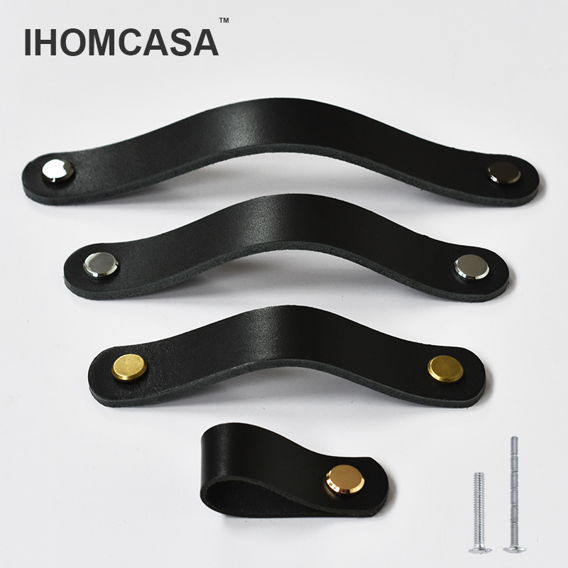 Furniture Hardware China - IHOMCASA черные кожаные ручки шкаф для