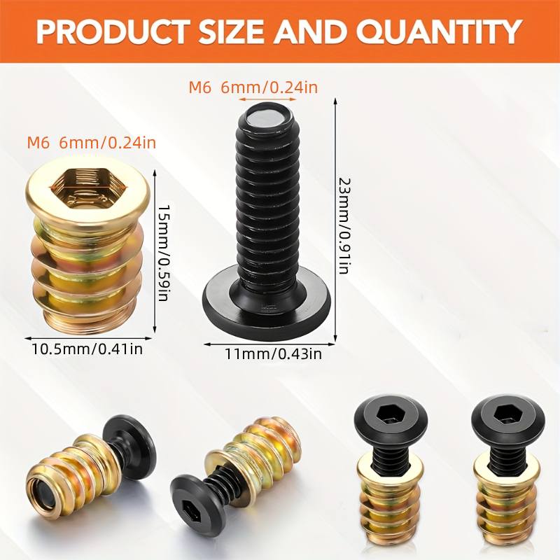 Furniture Hardware Fasteners - 10 шт., гайки, резьбовые вставки, комбинированный